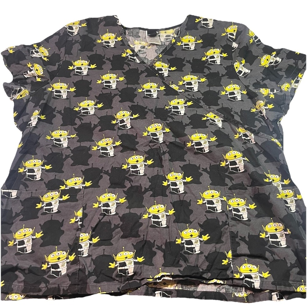 Disney Pixar‎ Toy Story Alien Scrub Top Short Sleeve Women's Size 2XL